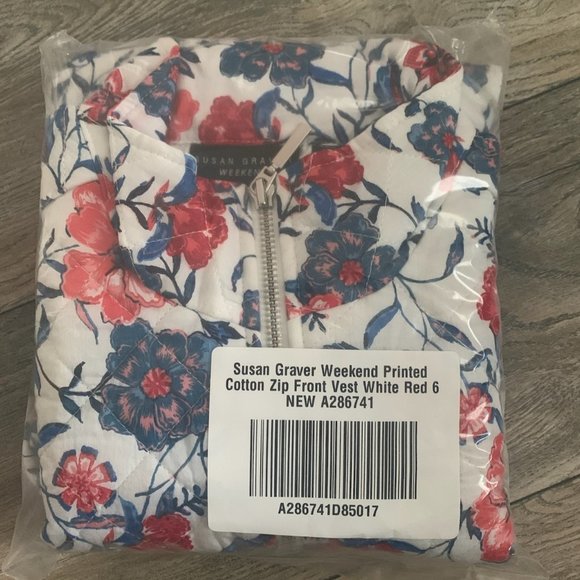 NWT SUSAN GRAVER WEEKEND FLORAL ZIP FRONT‎ VEST 6 - Picture 9 of 11